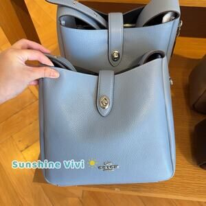 NWT Coach Hadley Convertible Crossbody Bag Leather CW002 Sv/Bluebell